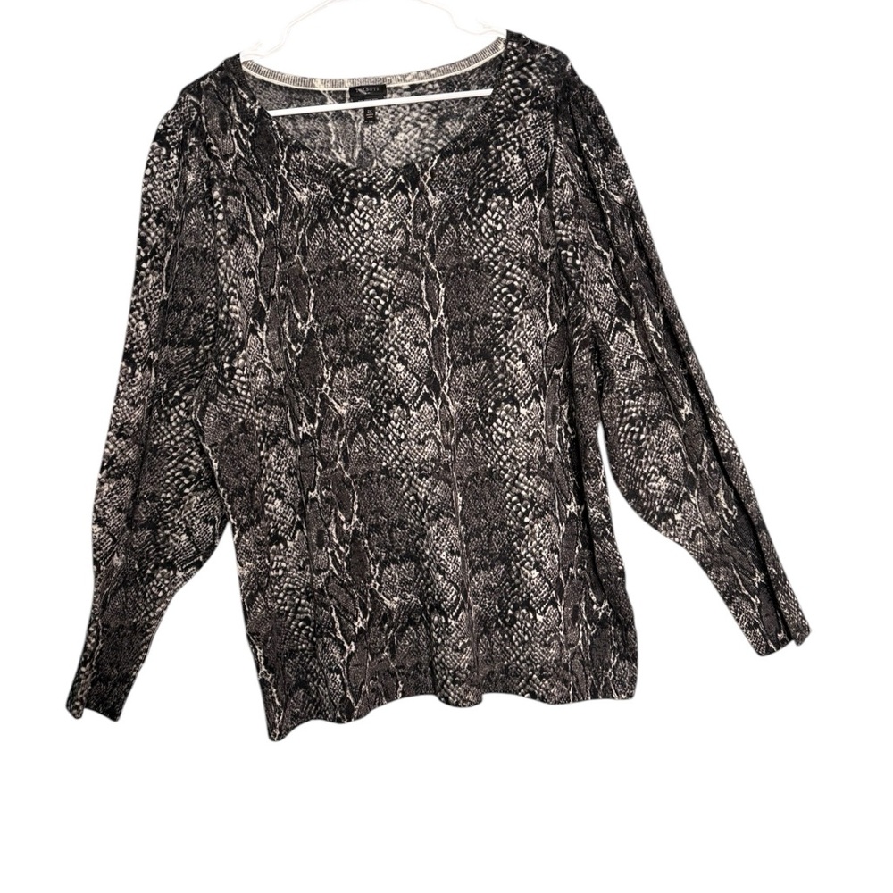 Talbots women snake print long sleeve merino wool plus size 2X sweater